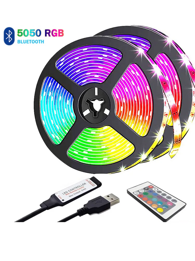 RGB 5050 Bluetooth LED Light Strip 5V USB Pilot na podczerwień Elastyczna taśma lampowa Dioda wstążkowa na imprezę festiwalową TV Sypialnia