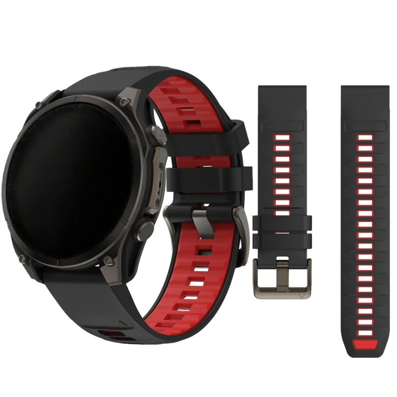 22mm 26mm Quick Fit Silicone Watch Strap for Garmin 8 47mm 51mm/Fenix E/7X 7 Pro/6X 6 Pro/5 5X Plus Breathable Sport Wrist Band