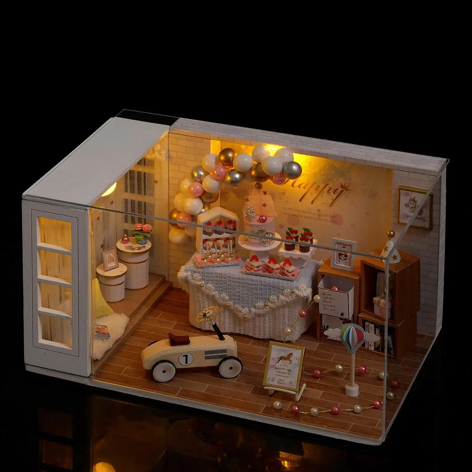 1/24 DIY Miniature Doll with Furniture Dust Proof Cover, 3D Wooden Creative Room, Presents