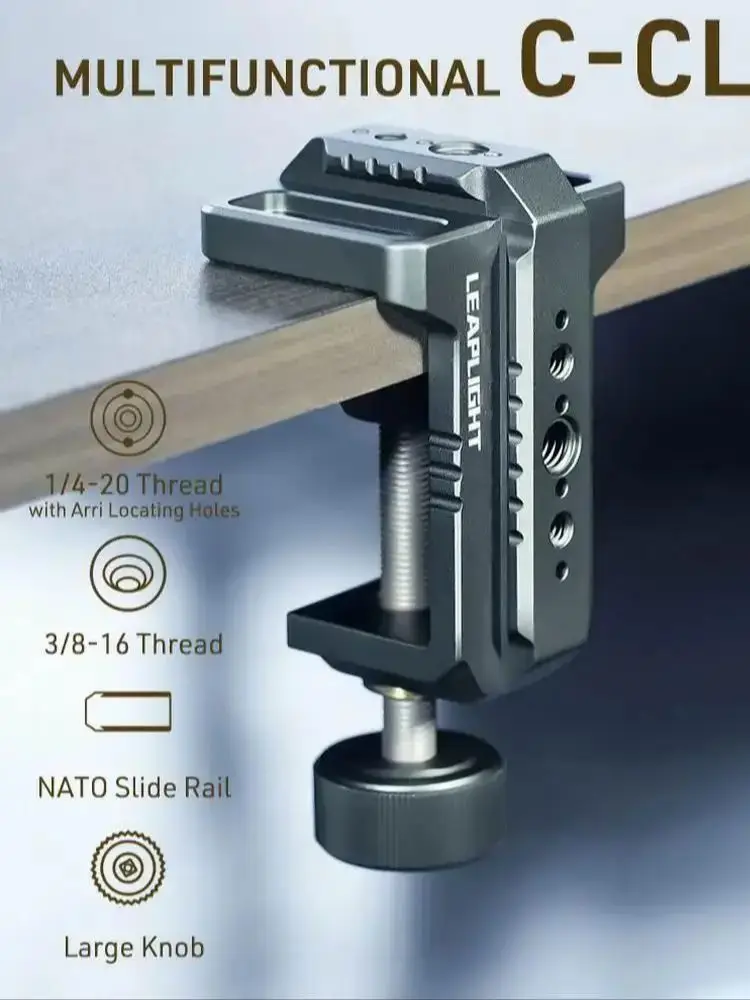 LEAPLIGHT Fotograficzny zacisk typu C z otworami NATO 1/4" i 3/8" do studia fotograficznego, wideo, DSLR, kamer, mocowanie do biurka, stołu, zaciski do biurka — zdjęcie produktu 7