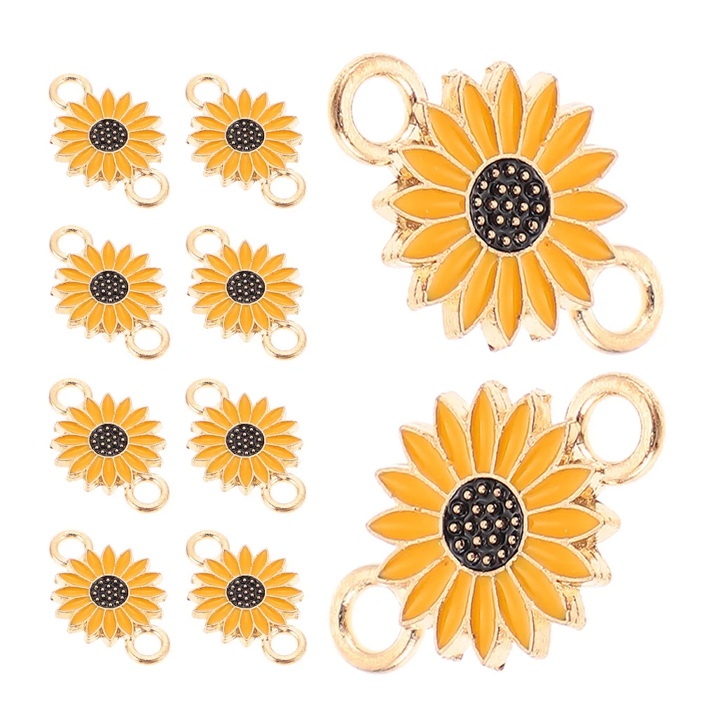 

10Pcs Yellow Daisy Double Hole Sunflower Charms DIY Jewelry Making Necklace Bracelet Earrings Accessories Charm Necklace Charms