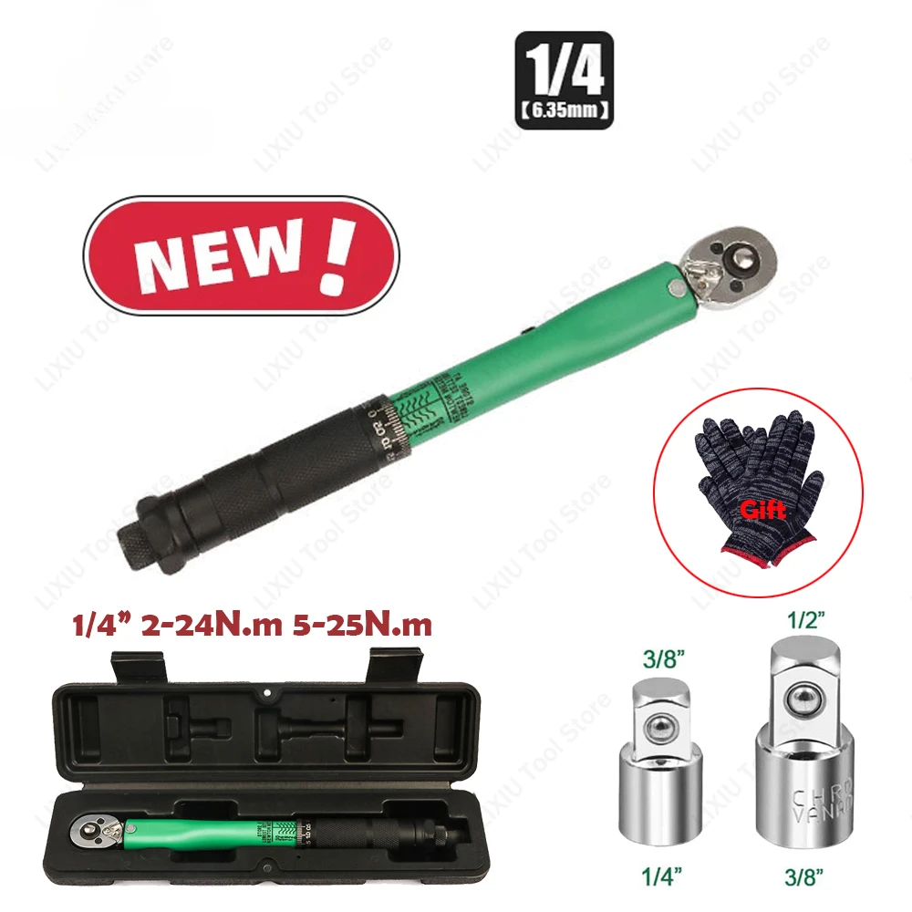 

2-25N.m Torque Wrench 1/4 Precise Reversible Ratchet Torques Key Professional Bicycle Motorcycle Car Automotive Tool