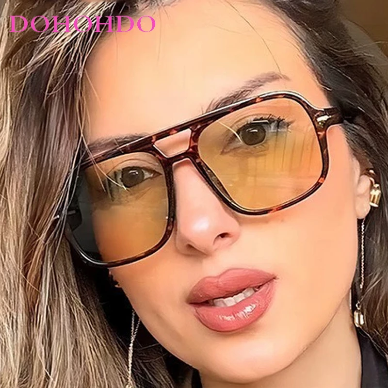 

Luxury Trendy Twin Bridge Pilot Women Sunglasses Brand Design Oversized Frame Classic Men Sunglass Fishing Driving Eyewear UV400