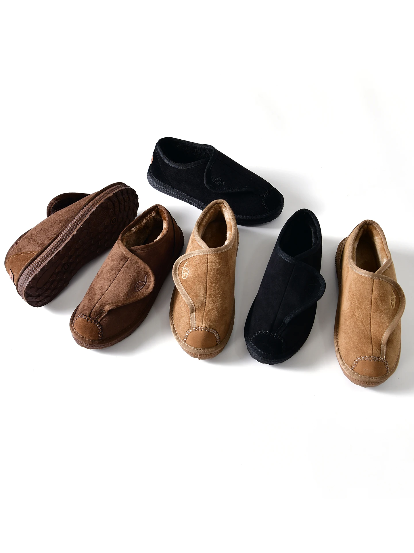 

Warm Fleece Lined Retro Style Men's Slip-On Cotton Shoes Company Casual Fashion Winter Low Cut round Toe Flat Heel Rubber Sole