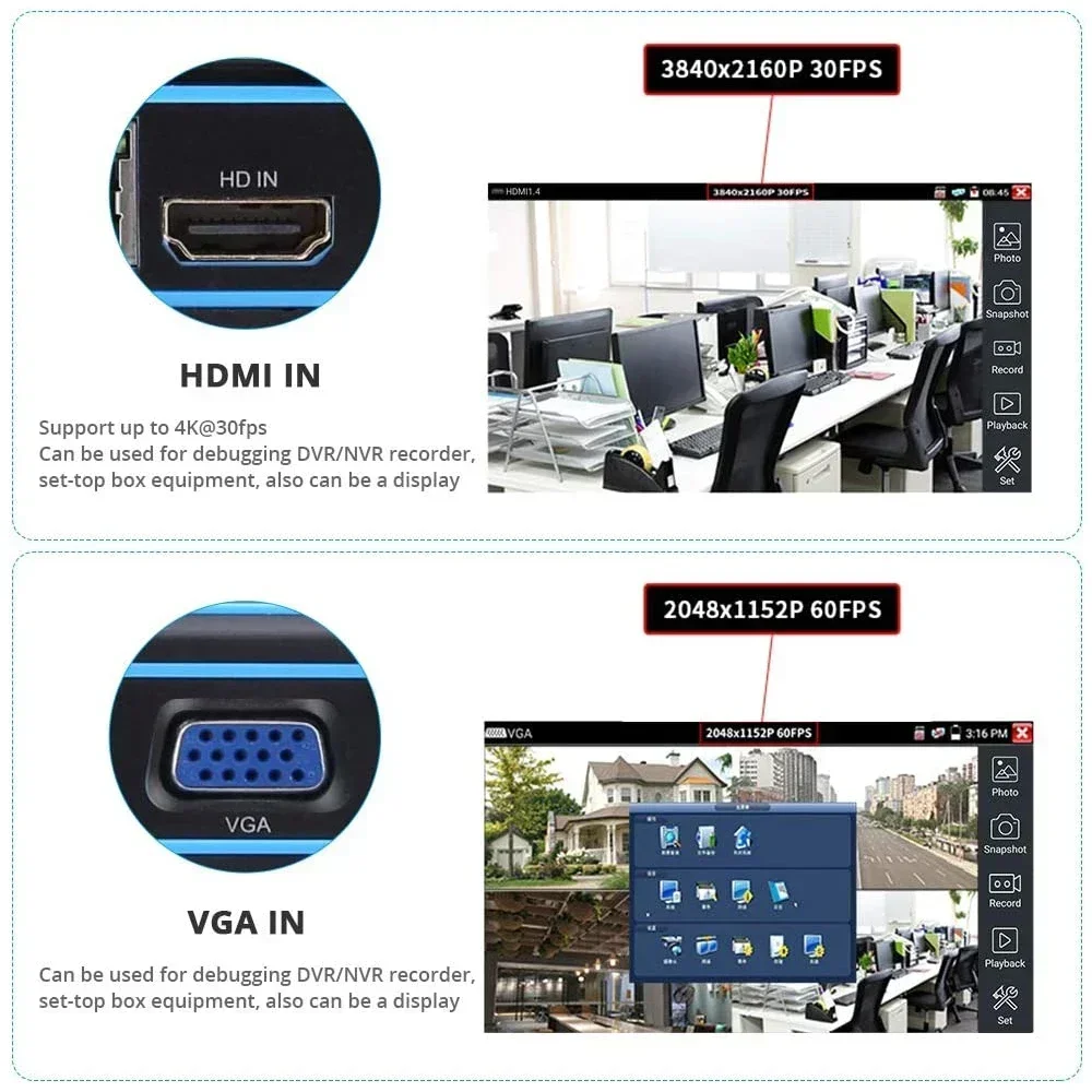 CCTV-Tester-Monitor IPC-Kameratester PoE 8MP AHD TVI CVI SDI Kabel Tracer RJ45-Kabel TDR-Test Schnelles ONVIF CCTV-Tester-Tool