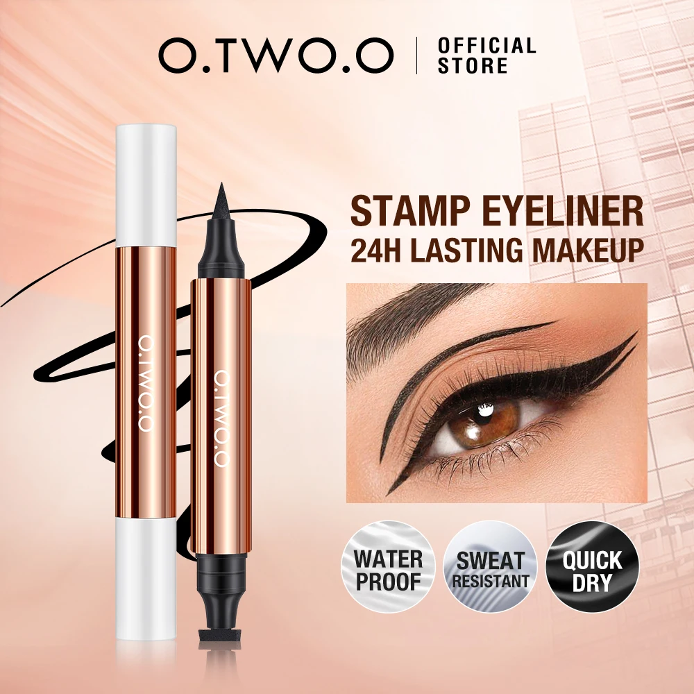 O.TWO.O Liquid Eyeliner Stamp Black Eye Liner Pencil Waterproof Long-lasting Easy to Use Cat Eyeliner Pen Make-up for Women