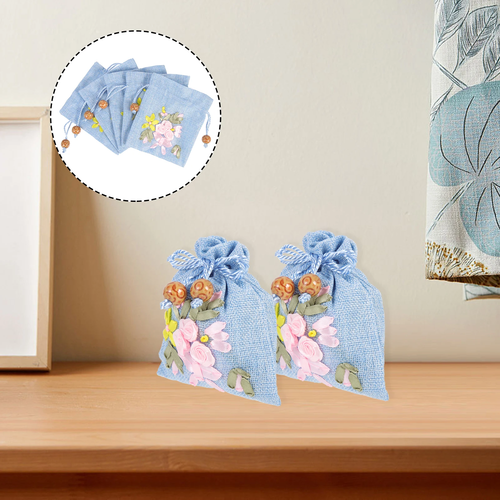 

Cotton Linen Gift Bags Storage Sky Blue Polyester Jewelry Travel Pouches Drawstring C y Wedding Party Favors DIY Craft Bags