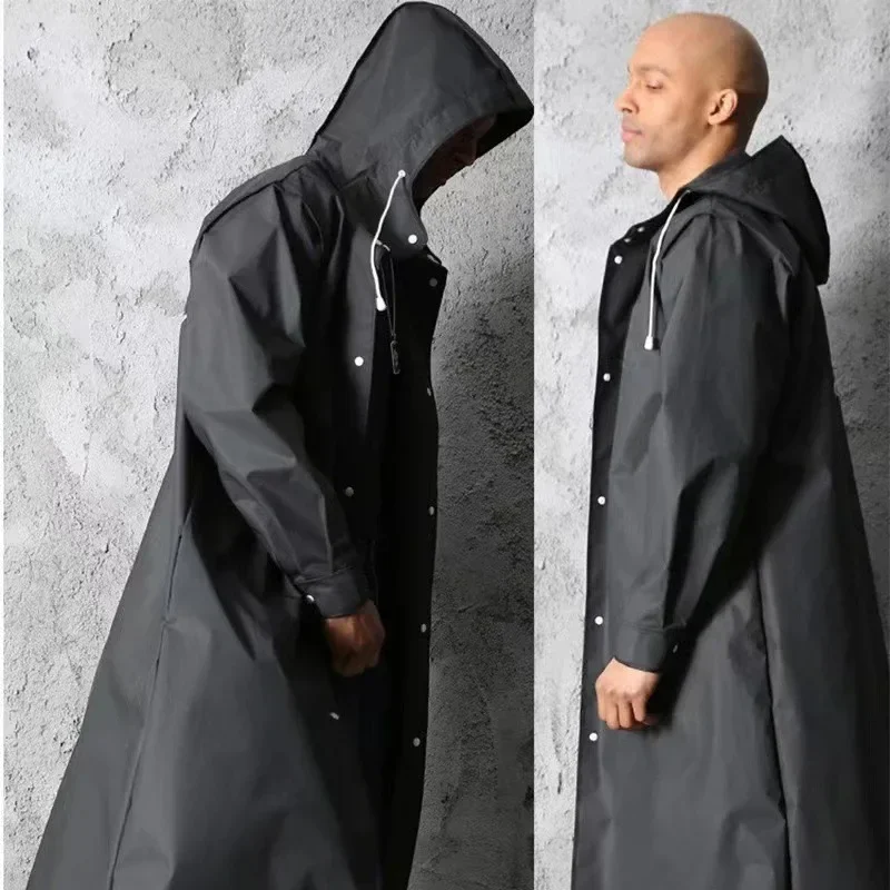 Black Adult Windbreaker Style Raincoat Waterproof Raincoat Man Rope Poncho Raincoats for Rain Umbrella Windproof Hood Biker Coat