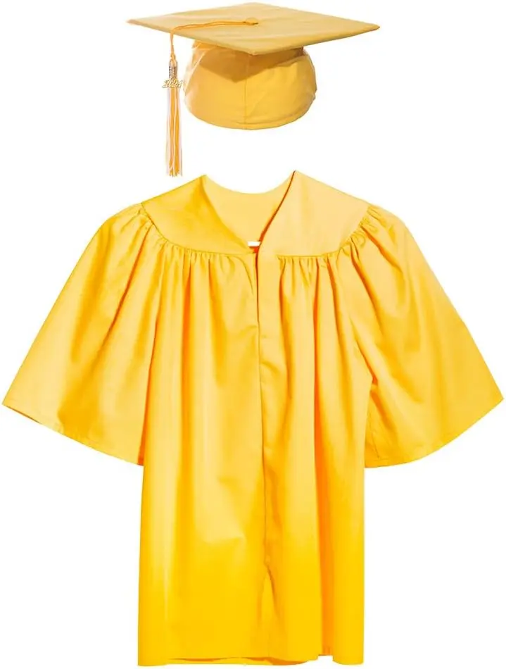 Conjuntos de graduación mate para niños con gorra, vestido de graduación para jardín de infantes, borla, encanto de graduación, uniforme de graduación para niños