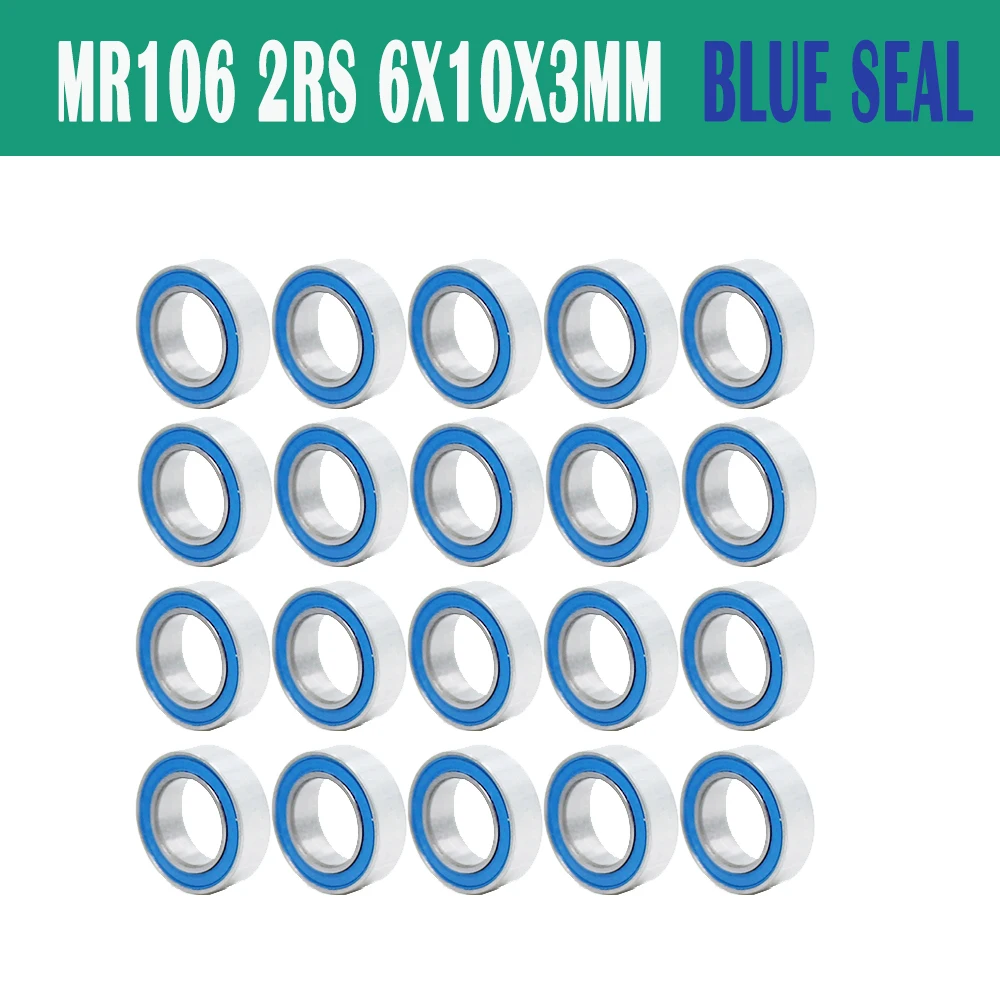 

MR106RS Bearing ABEC-3 (10PCS) 6*10*3 mm Miniature MR106-2RS Ball Bearings RS MR106 2RS With Blue Sealed L-1060DD