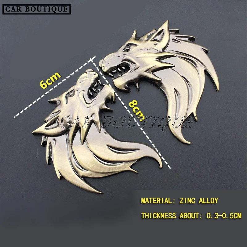 

Car Personality 3D Three-dimensional Modified Metal Wolf Head Car Logo Beast Logo Body Car Tail Decoration Net Sticker