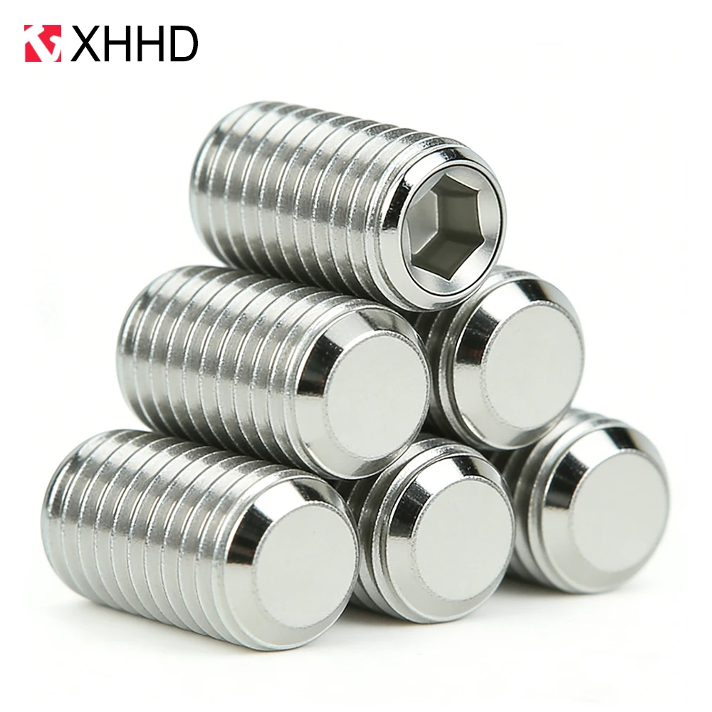 10/20/30/50pcs 304 Stainless Steel Allen Flat Point Grub Bolt M3 M4 M5 M6 M8 DIN913 Hex Hexagon Socket Set Screw