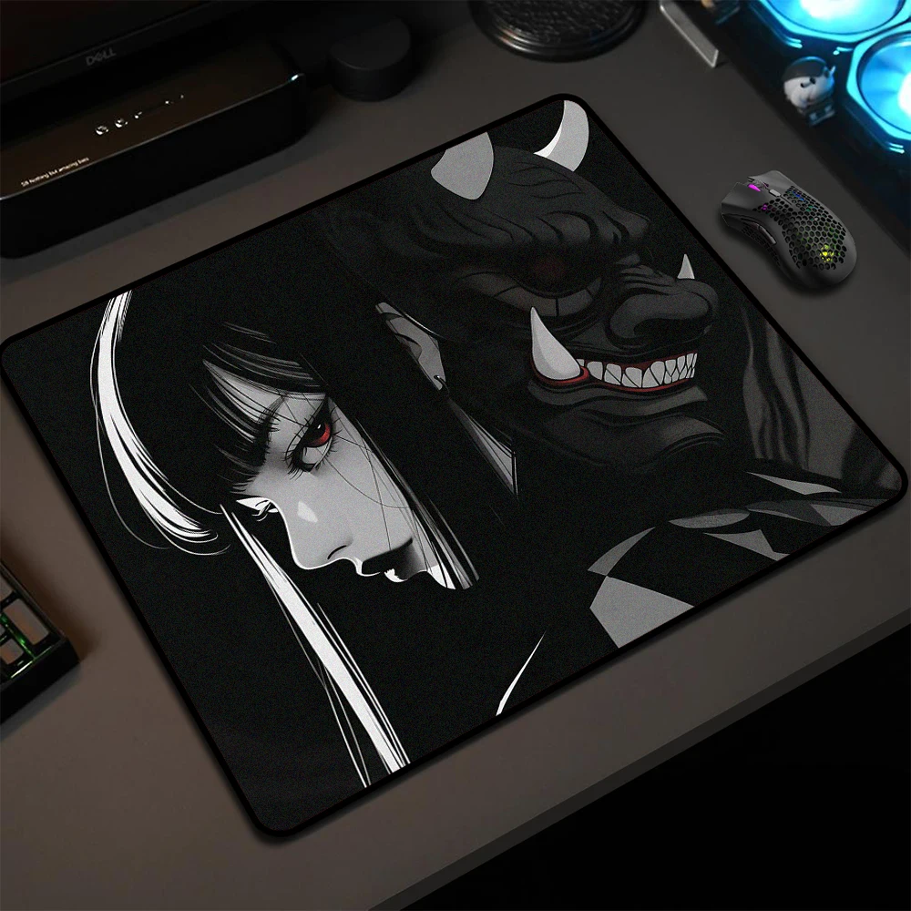 

Game Professional Non-Slip Mouse Pad Anime Oni Mask E-Sports Gaming Mousepad Gamer Balance Computer Mouse Mat Premium Desk Mat