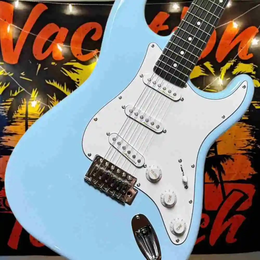 Sky Blue ST SSS Pickup 22 Tone Suitable for Rock Jazz Beginners Single Shake Tremol System Rosewood Fingerboard guitar