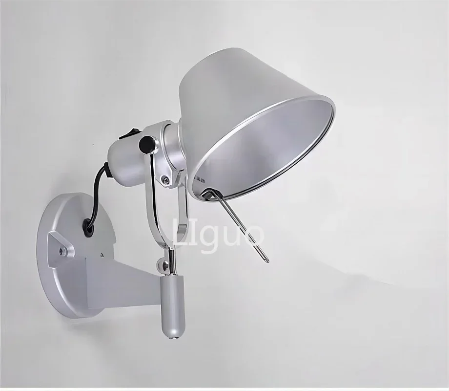 

LED Nordic Simple Mode Creative Besidebed Wall Lamp Pretty Girl Bedroom Work Rocker Arm Joint with Switch Straw Hat Wall Light