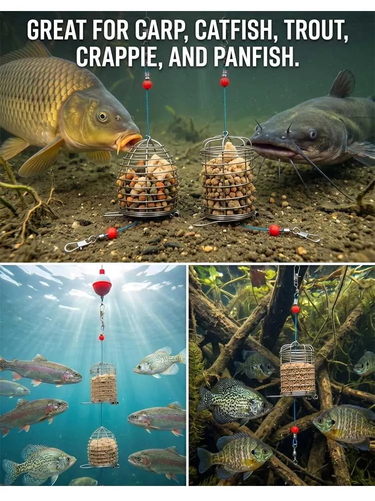 Carp Fishing Bait Trap Cage Bulk Stainless Steel Feeder Basket Holder Coarse Lure Trap Catfish Carp Fishing Accessories 3-12pcs view 5