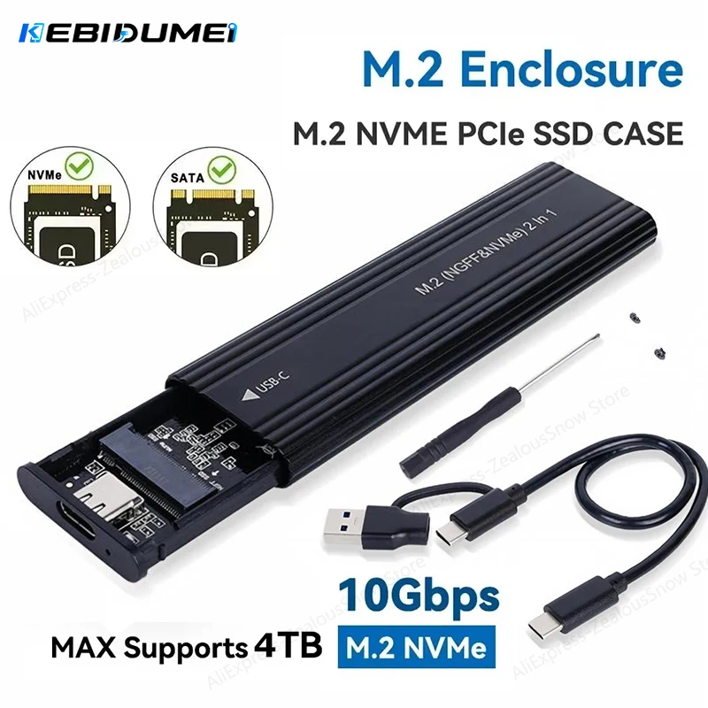  ﻿ KEBIDUMEI M.2 Solid-State-Laufwerk Externes Gehäuse M.2 zu USB-C Adapter 10Gbps NVME SSD Aluminiumgehäuse Typ A+C für M/M+B Key