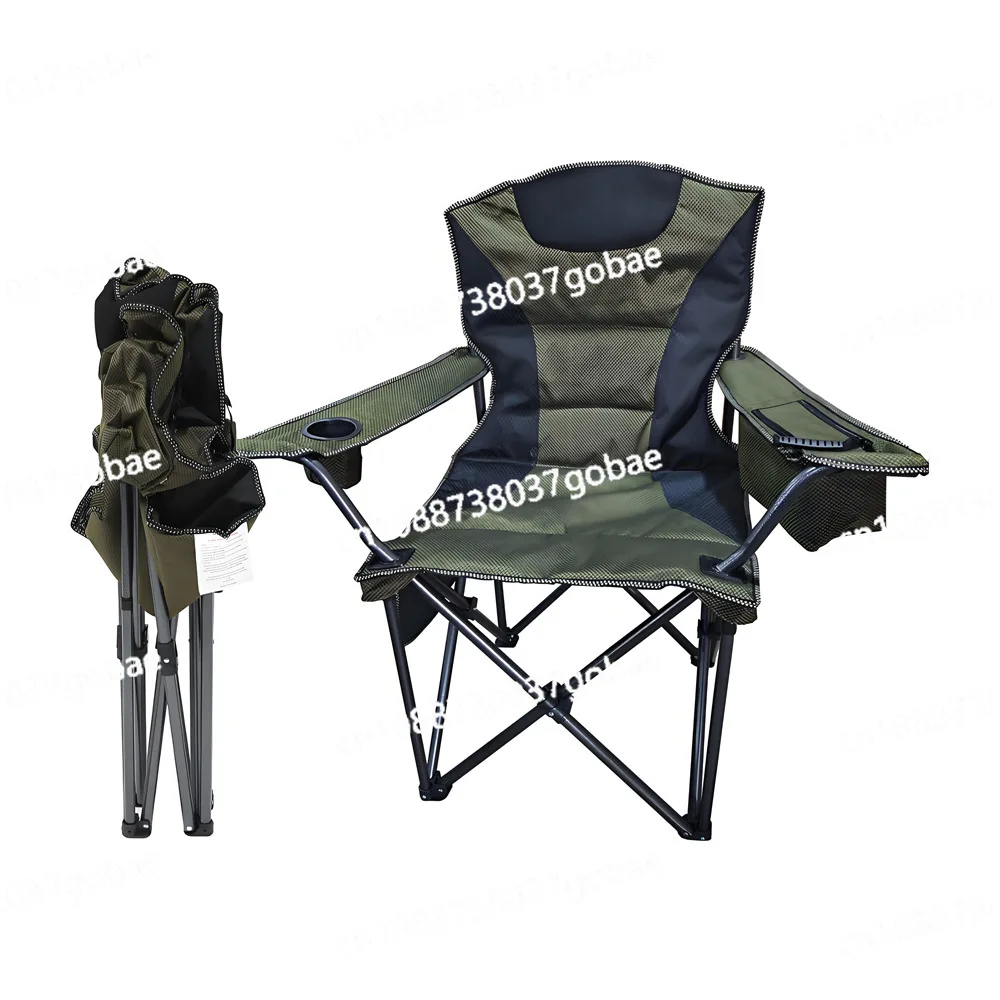 

Amazon Outdoor Folding Chair Portable Cotton Thickened Bold Tube Armchair with Ice Pack Camping Beach Fishing Chair