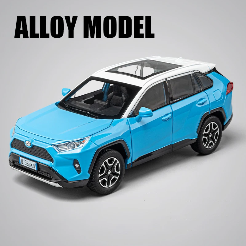 1:22 RAV4 SUV Alloy Model Car Toy Diecasts Metal Casting Pull Back Sound and Light Car Toys For Children Vehicle