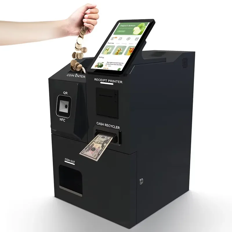 for USW Custom Self Service Cash Payment Kiosk with Paper Coin Acceptance and Change Dispensing Function