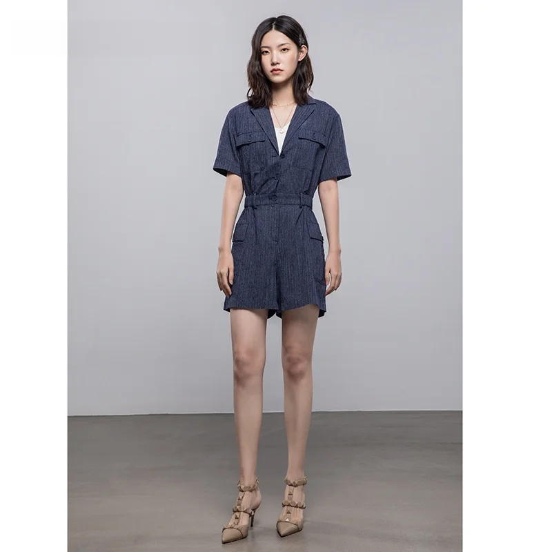 

fini Casual irt Collar ort Sve Pants Women's Waist Cinching Slimming orts Summer New Faion