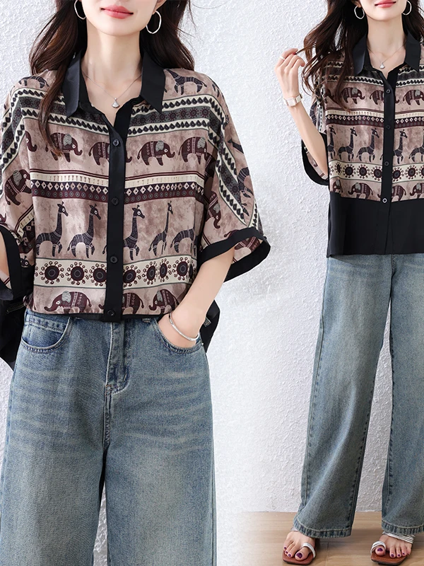 

Summer New Faion Slimming Loose Fit ort Sve irt Color Blo Casual Versatile Quali Top Women's Clothing