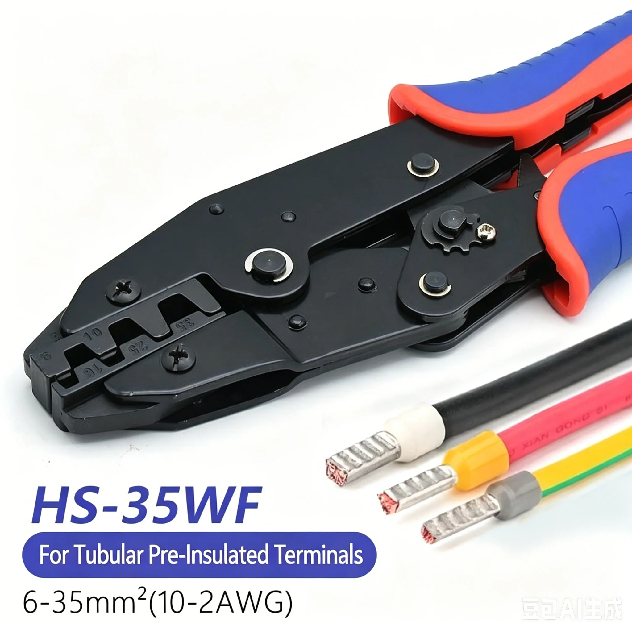 Sleeves Ferrule Terminals Crimping Tools Ratcheting Wire Crimpers Pliers YF-35WF AWG 10-2 (6-35mm²) Ratchet Terminal Crimper
