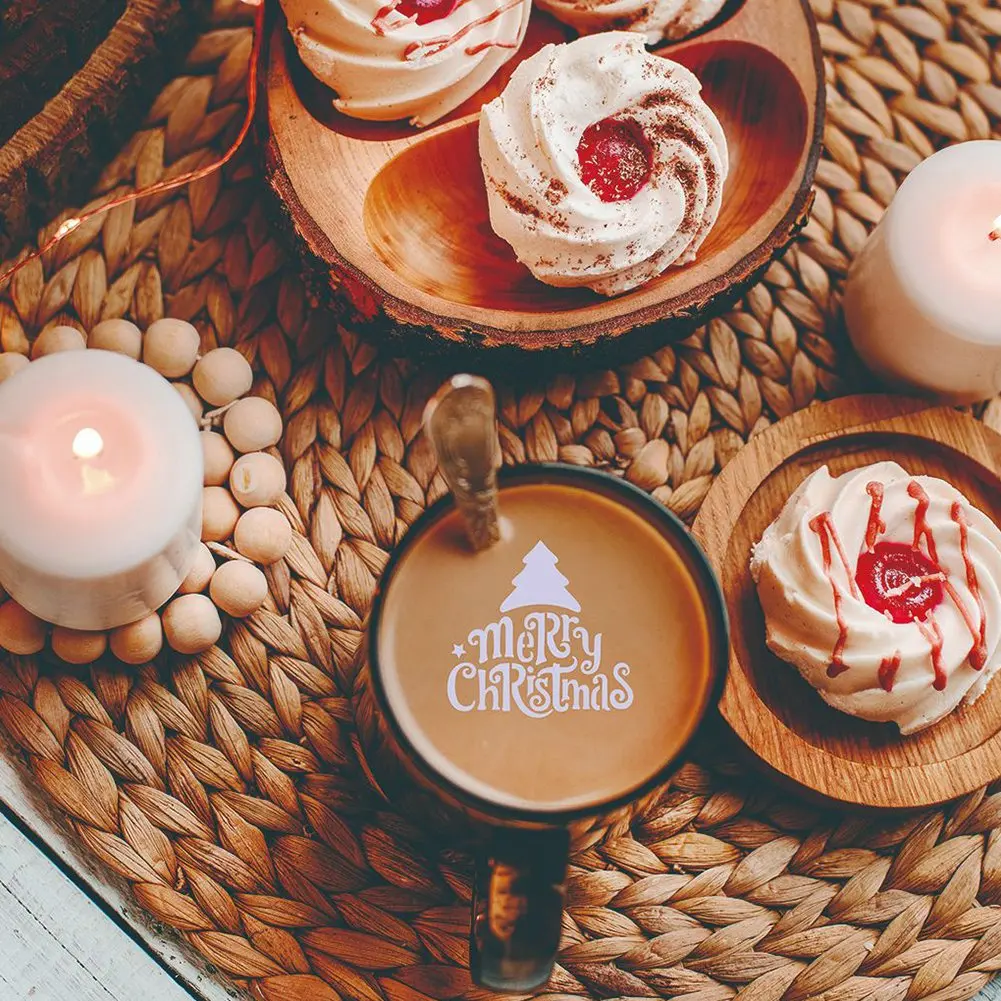 30 قطعة من استنسل الكعك، قوالب استنسل القهوة، قوالب استنسل الكيك القابلة لإعادة الاستخدام، قوالب النقش