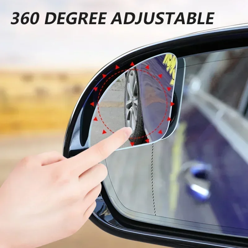

2PCs Car Blind Spot Convex Mirrors Multifunctional Frameless Auxiliary Rearview 360 Degree HD Wide Angle Adjustable Mirror