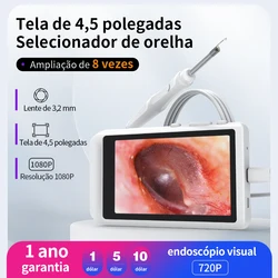 Minicámara de limpieza de cera para el oído, endoscopio con pantalla LCD HD de 3,9/3,2mm, 4,5 pulgadas, 500W