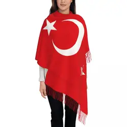 Womens Scarf with Tassel Turkey Turkiye Flag Large Winter Warm Shawl and Wrap Turkish Gifts Pashmina Scarves