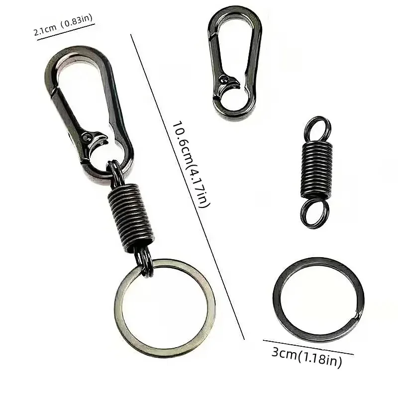 1Pc Spring Keychain Climbing Hook Car Keychain Simple Strong Carabiner Shape Keychain Accessories Metal Vintage Keychain