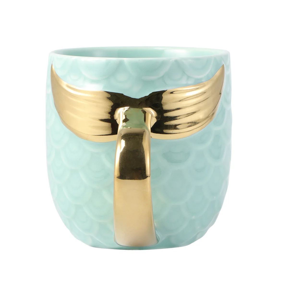 

Gold Ceramic Mermaid Tail Coffee Mug Pearl Color Ideal for Coffee Tea Soup Hot Cocoa Birthday Holiday Gift Sky-Blue