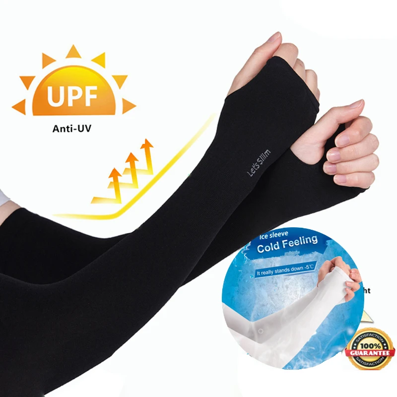 Summer Ice Silk Long Sleeves Anti-Sunburn Arm Cover Men Women Cuff New Cool Hand Sleeves Anti-UV Cycling Arm Sleeve Fingerless