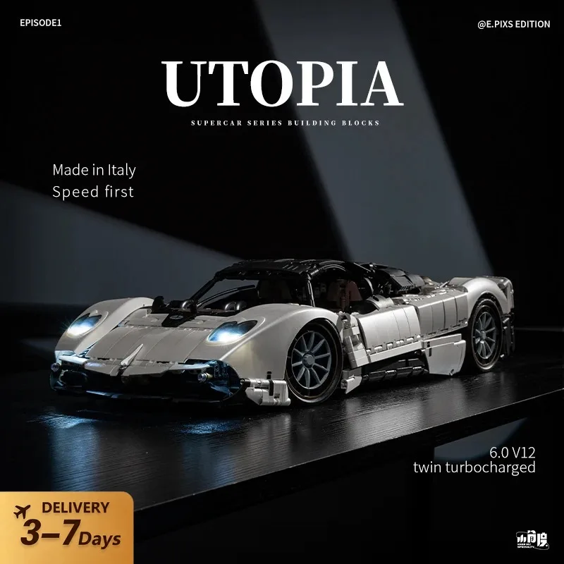 Technik Utopia Auto Luxusauto Bausteine Set C10 Speed Supercar Sportwagen Montagemodell Bausteine-Kit Sammelspielzeug Geschenke für Erwachsene 4688 Teile