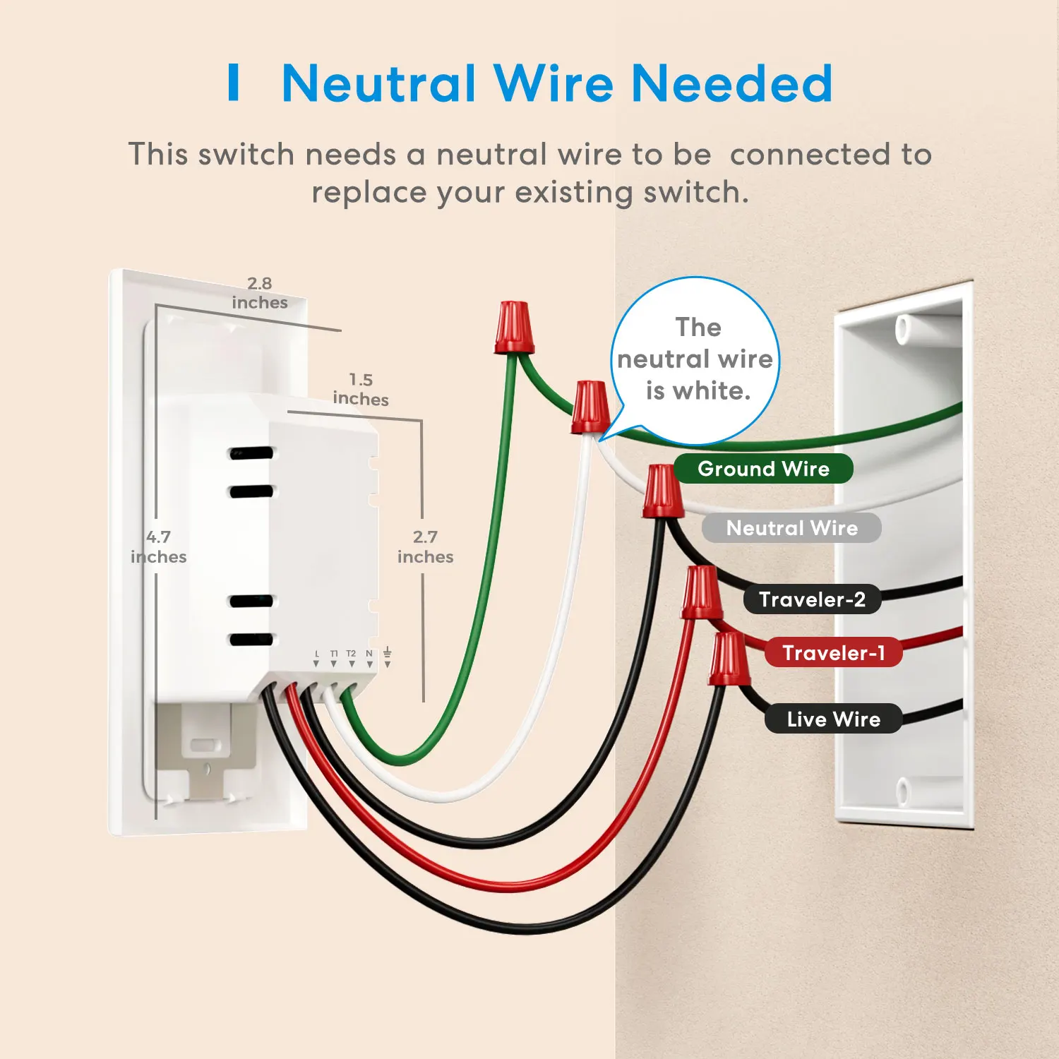 Meross 3 Way Smart Switch WiFi Light Switches Push Button Wall Switch Work with HomeKit Alexa Google Assistant SmartThings