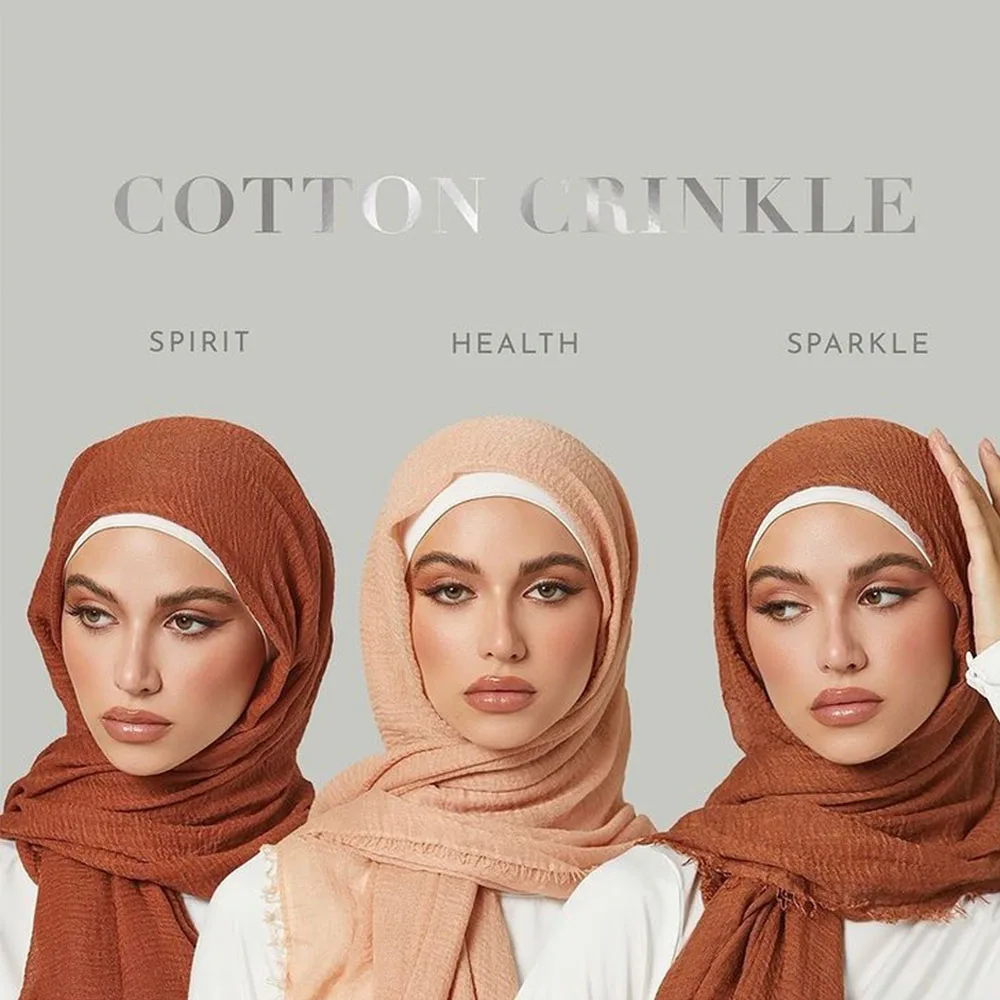 180X90CM 105 Colors Women Crinkle Crimp Cotton Turban Hijab Shawls  Classic Simple Easy Classy Muslim Scarf