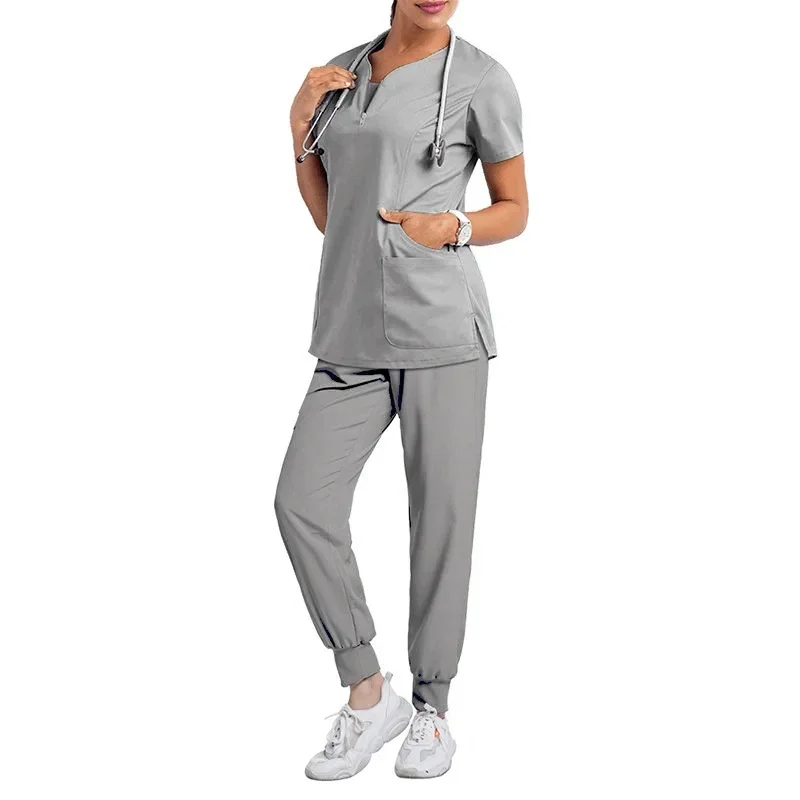 Uniforme médico de enfermera para mujer, conjunto de ropa de trabajo para Hospital, clínica Dental, salón de belleza, Spa, bata de laboratorio, accesorios