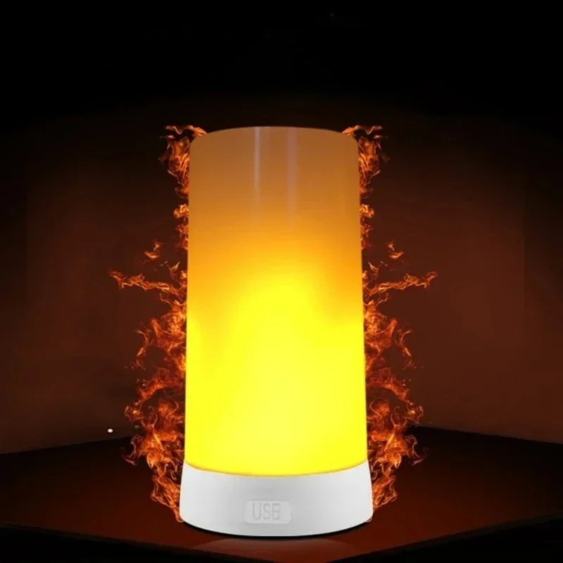 USB Rechargeable Led Flame Lamp with Remote and Timer Waterproof Light Flameless Light for Home Garden Halloween Party Bar Decor