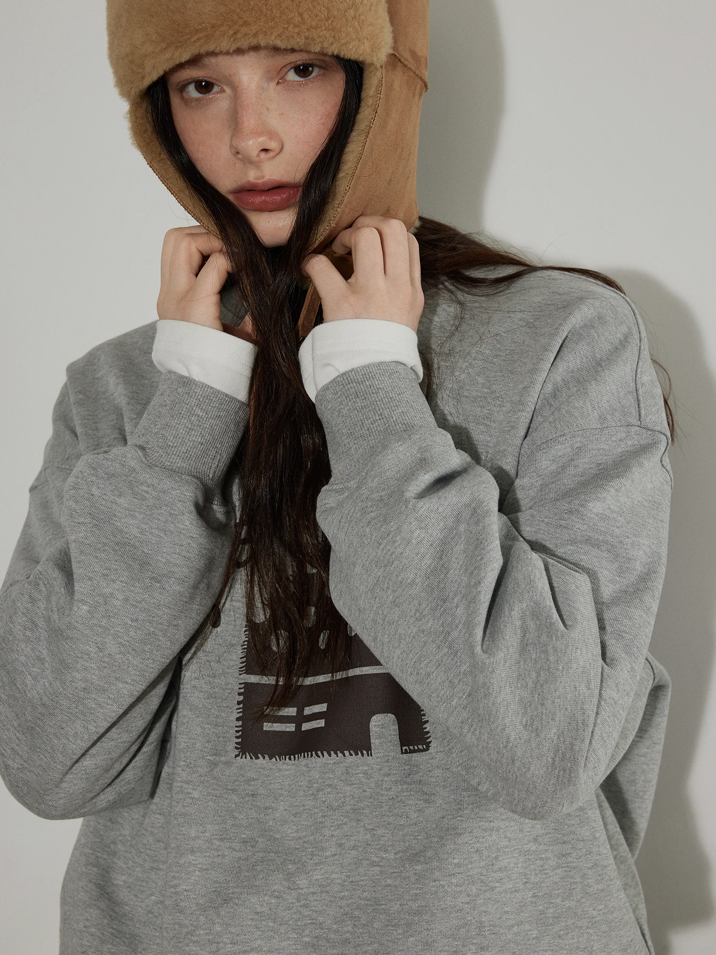 

Lofi Choose Fun Print round Ne Fce Lined Sweatirt Women Winter New Loose Overhead irt Comfortable Cotton Long Sve