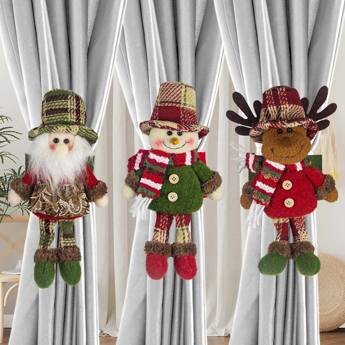 Old Man Snowman Elk Curtain Hooks, Christmas Decorations, Display Window Ornaments, Hotel Restaurant Supplies, Party Props