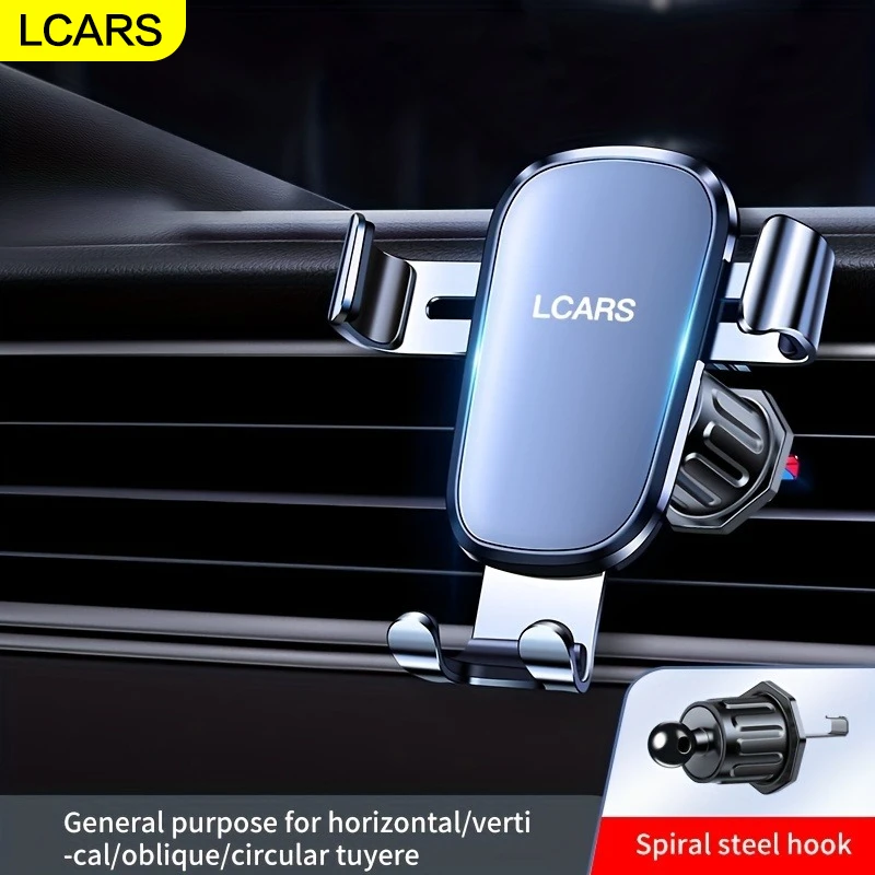 Lcars Car Phone Holder, Car Air Vent Gravity Clip Spiral Hook, Aluminum Alloy Panel Anti-Shake Multifunctional In-Car Vertical Screen Universal Navigation Support Phone Mount