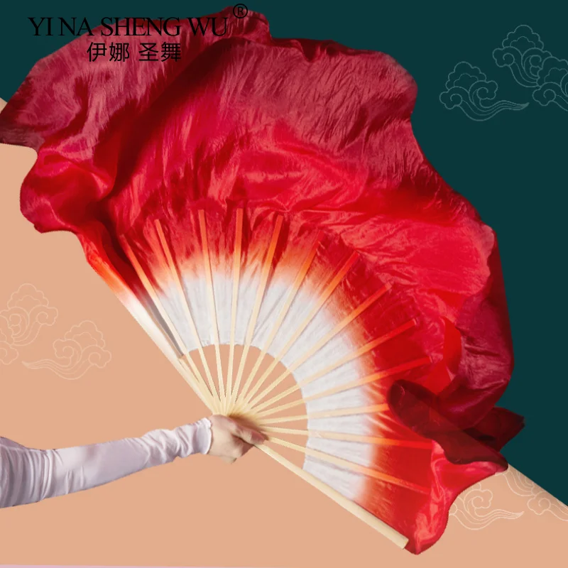 Adult Imitation/Real Silk Dance Fan Dance Fan Lengthened Silk Fan Square Dance Fan Twisted Yangge Fan Big Red Double Sided Fans