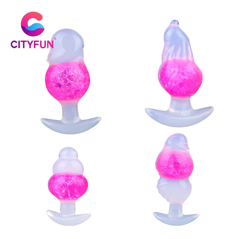 CITYFUN جميلة الوردي بلورات المكونات الشرج للنساء الرجال المنتجات المثيرة الوثن بعقب المكونات الشرج توسع يوميا يمكن ارتداؤها سي اللعب