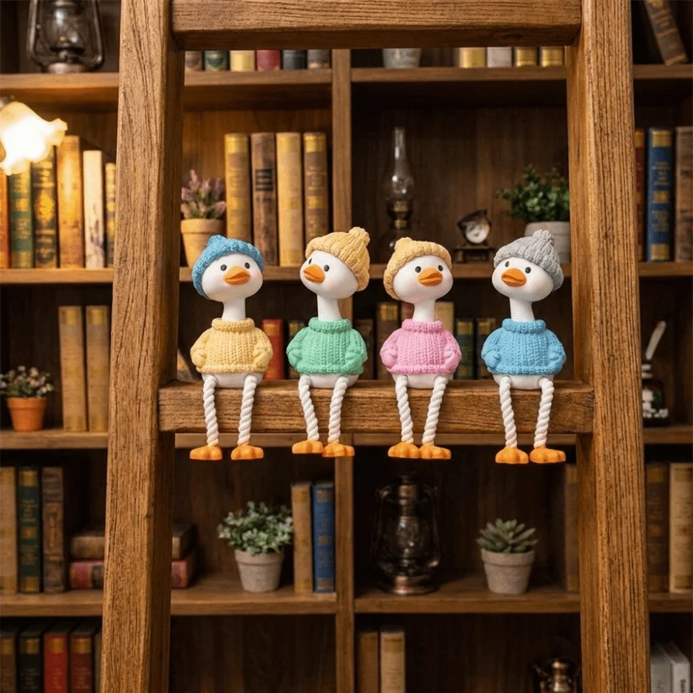 4PCS Realistic Mini Duck Ornament Cute Cartoon Computer Monitor Decoration PVC Micro Landscape Ornaments Car Decorations