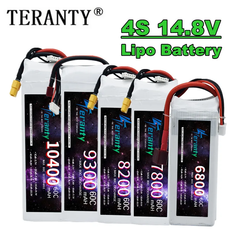 TERANTY 4S Lipo Battery 14.8V 1800/2600/2800/3300/4200/5200/6000/6800/7800/8200/9300/10400mAh For RC Car Quadcopter Airplane