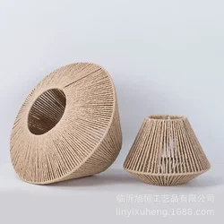 Imitação lampshade tecido rattan, papel artesanal, para sala de estar, quarto, estudo, lustre