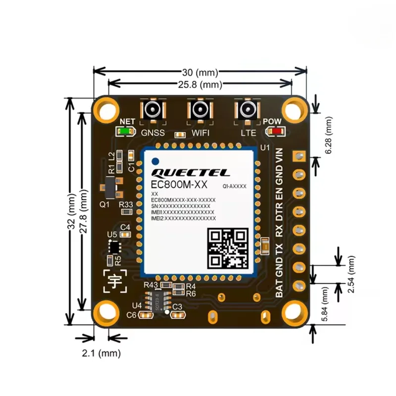 EG800AK Core Board 4G Full Netcom CAT1 Module DTU Internet Of Things Communication EG800Z Internet Access Module