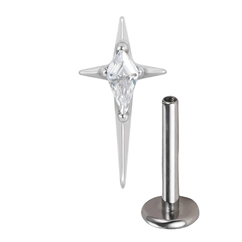 Titanium Ear Studs Piercing Half Sun and Star Lip Stud Earrings