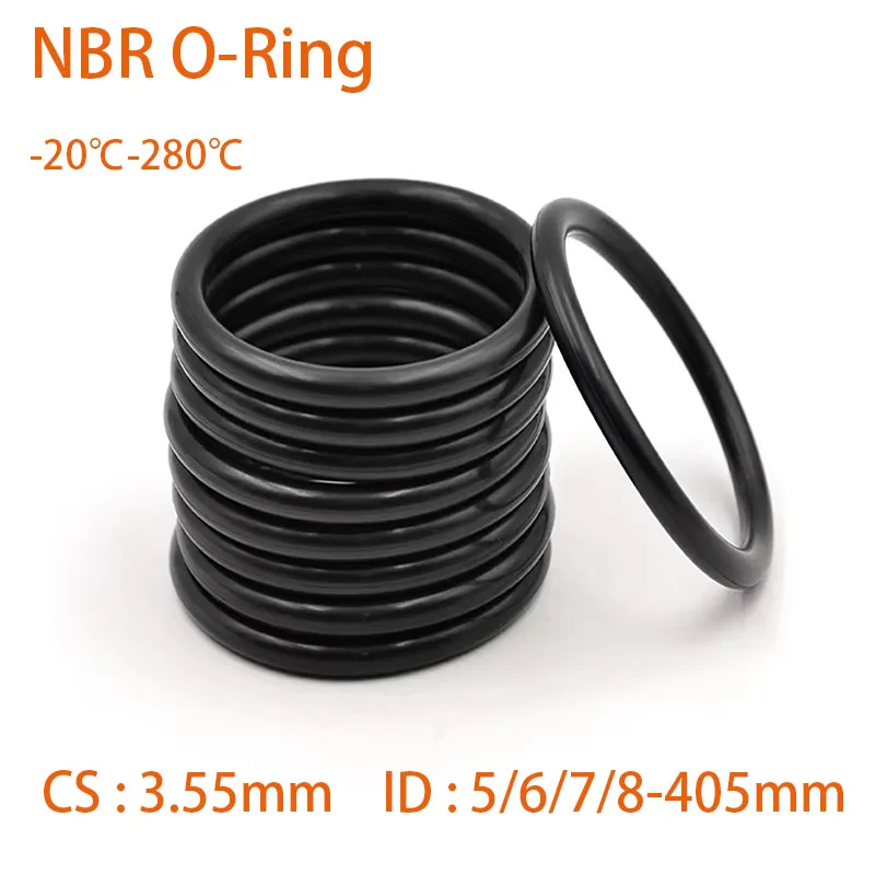 CS  3.55mm Wire Diameter Black NBR Rubber O-Ring Gaskets ID 5/6/7/8/9/10-405mm O-Rings Oil Resistant Acid & Alkali Resistant